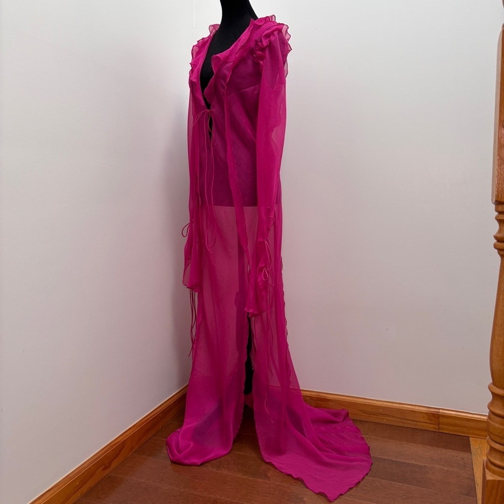Rat & Boa- FARRETTI DRESS PINK Size Large Sheer Beach Cover Up - Picture 8 of 15